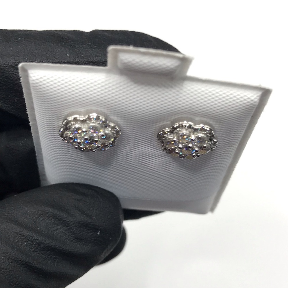 Elegant 925 Sterling Silver 1.10CT MOISSANITE Floral Stud screw back Earrings - Picture 7 of 11